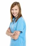 Profile Shot Of A Cute Smiling Teenage Girl Stock Photo