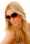 Portrait Of Sensuous Woman Wearing Sunglasses Stock Photo