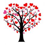 Valentine Tree With Love Heart Stock Photo