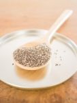 Premiun Raw Organic Chia Seeds Stock Photo