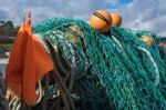 Fishing Nets On The Quay At Lyme Regis Stock Photo