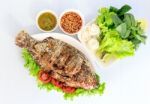 Grilled Salted Tilapia Fish Stock Photo