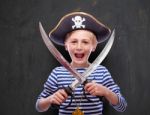 Little Boy Dressed As Pirate Stock Photo