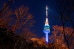 N Seoul Tower Located On Namsan Mountain In Central Seoul,south Korea Stock Photo