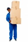 Man Holding Cardboard Box Stock Photo