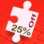 Twenty Five Percent Off Puzzle Means Reduction Or Sale 25% Stock Photo