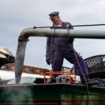 C Class Steam Engine Taiking On Water Stock Photo