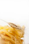 Italian Pasta Penne With Wheat Stock Photo