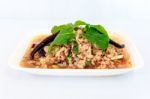 Hot Spicy Thai Cuisine Minced Pork Salad Stock Photo