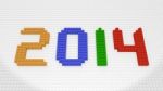 New Year 2014 - Colorful Bricks On White Baseplate Stock Photo