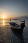 Longtail Boat Snset Stock Photo