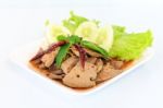 Hot Spicy Thai Cuisine Pork Liver Salad Stock Photo