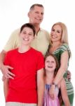 Isolated Portrait Of Happy Family Stock Photo