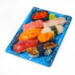 Take Away Sushi Express On Plastic Tray Stock Photo