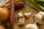 Vegetables On A Wooden Block Stock Photo