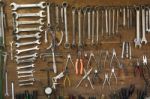 An Old Tools In A Master Workshop Stock Photo