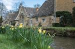 Scenic View Of Lower Slaughter Village In The Cotswolds Stock Photo