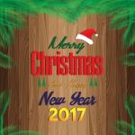 Merry Christmas And Happy New Year With Decorations Christmas Tree On Wooden Background Stock Photo