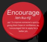 Encourage Definition Button Stock Photo