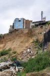 Happisburgh, Norfolk/uk - August 6 : Coastal Erosion At Happisbu Stock Photo