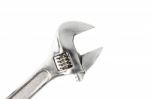 Head Of Adjustable Wrench On White Background Stock Photo