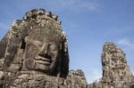 Bayon Face Angkor Thom, Siem Reap, Cambodia Stock Photo