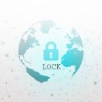 2d Illustration Safety Concept: Closed Padlock On Digital Background Stock Photo