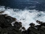 Waves Crashing On The Rocks B Stock Photo