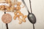 Cashew Nuts On A Glass Jar Stock Photo