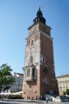 Town Hall Tower Market Square In Krakow Stock Photo