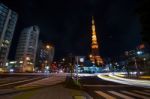 Tokyo, Japan - November 28: View Of Busy Street At Night With To Stock Photo