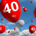 Number 40 Balloons Shows Fortieth Happy Birthday Celebration Stock Photo