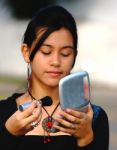 Girl Applying Blusher Stock Photo