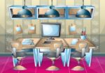 Cartoon  Illustration Interior Office Room With Separated Layers Stock Photo