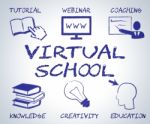 Virtual School Indicates Web Site And Educate Stock Photo