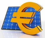 Solar Panel And Euro Shows Saving Energy Stock Photo