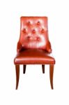 Brown Leather Chair Isolated On White With Clipping Path Stock Photo