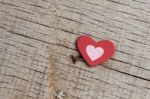 Red Hearts On Wooden Stock Photo