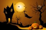 Ghost Flying In Halloween Night Stock Photo