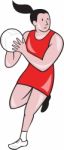 Netball Player Catching Ball Isolated Cartoon Stock Photo