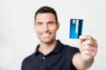 Happy Man With Credit Card Stock Photo