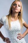 Portrait Of Beautiful Blonde Woman Stock Photo