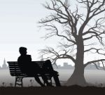 The Young Man And Girl On Bench Stock Photo