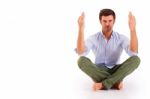 Man Doing Yoga Stock Photo