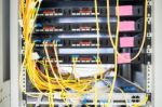 Fiber Optic With Servers In A Technology Data Center Stock Photo