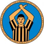 American Football Umpire Hand Signal Circle Mono Line Stock Photo