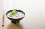 Traditional Chinese  Rice Gruel In Bowl Stock Photo