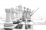 3d Rendering Businessman Fighting, Playing Chess Stock Photo