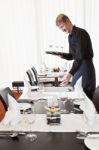 Restaurant Table Setup Stock Photo