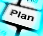 Plan Keyboard Shows Objectives Planning And Organizing Stock Photo